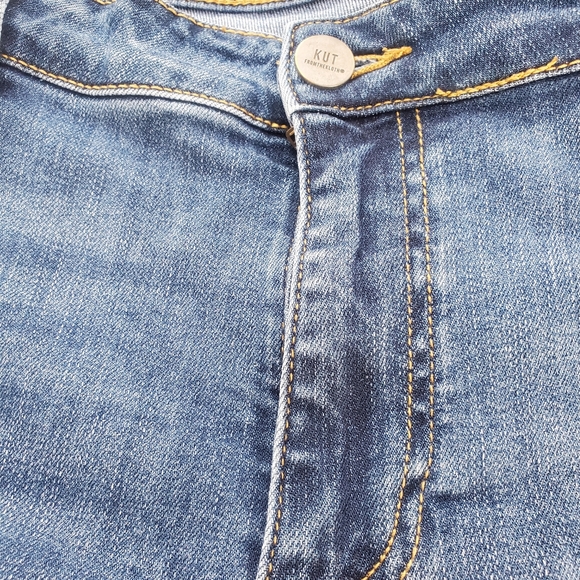 Kut From the Kloth Distressed High Rise Crop Straight Leg Raw Hem Jeans Size 16 - Picture 10 of 12